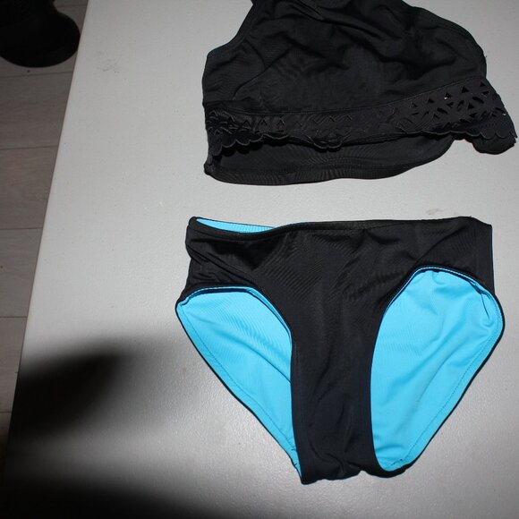Blue & Black 2 Pcs Justice Bikini Swimsuit Size 7 - Picture 1 of 13